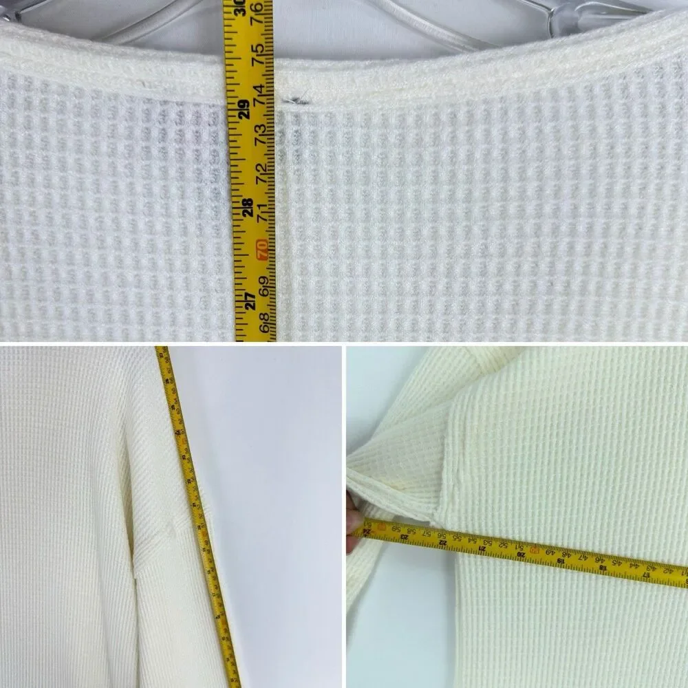 Ninety Clothing Co XL Ivory Knit Sweater Relaxed With Button Accents